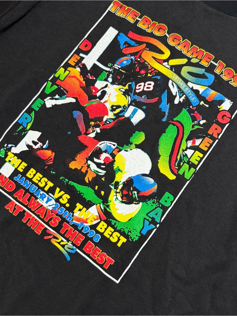 Tultex Black Retro Football Graphic Tee with Multicolor Print - Picture 3 of 7